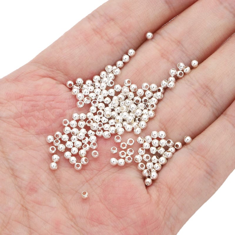 Beadia Silver Plated Round Spacer Beads 2Mm 600Pcs For Jewelry Making Findings Non Tarnish - Image 3