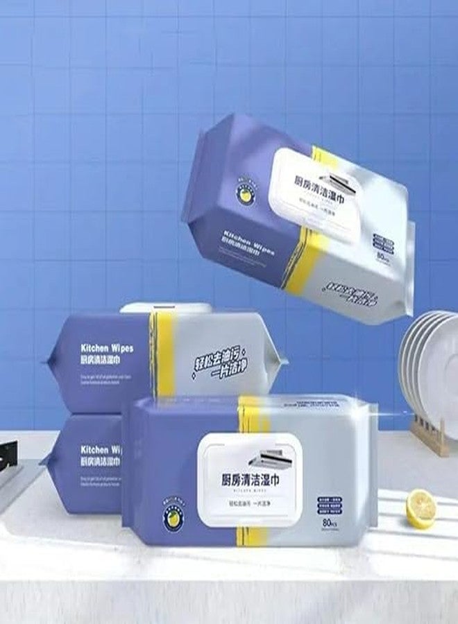 TONSYL [Pack Of 1]Kitchen Wipes 80Pcs Disposable Kitchen Wet Tissue Cleaning Degreasing Tisu Heavy Oil Household Cleaning Cloth Oil Removal Wiping Wipe's for Range Hood Table, Kitchen, Car, Office - Image 4