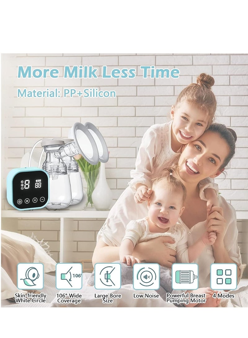 مضخة حليب كهربائية، 4 أوضاع و 9 مستويات شفط، مع شاشة عرض LED، خالية من مادة BPA، قابلة لإعادة الشحن للسفر والمنزل (اللون الأزرق). - Image 5