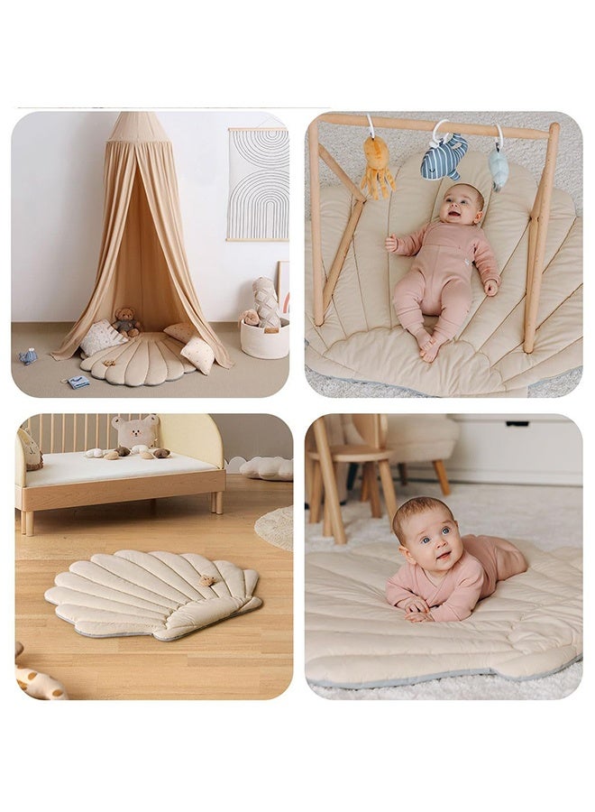 Beauenty Baby fitness mat, oversized shell shaped activity fitness mat with 6 detachable toys, rolling time mat, motor skills and sensory development mat, high contrast toy, and self discovery mirror - Image 5