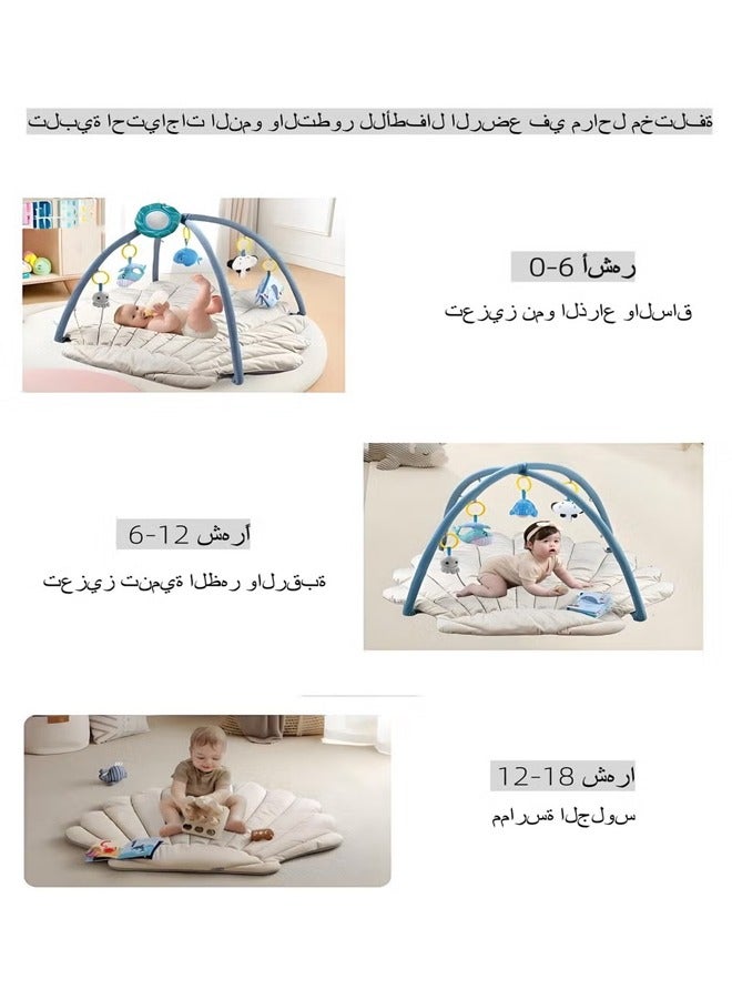Beauenty Baby fitness mat, oversized shell shaped activity fitness mat with 6 detachable toys, rolling time mat, motor skills and sensory development mat, high contrast toy, and self discovery mirror - Image 4