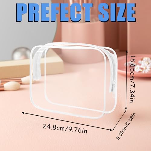 Eilyliafe 12 Pieces Clear Makeup Bags Bulk TSA Approved Toiletry Bag for Travel PVC Waterproof Cosmetic Bag with Zipper Transparent Pouches Organizer Storage for Men and Women White Large - Image 3