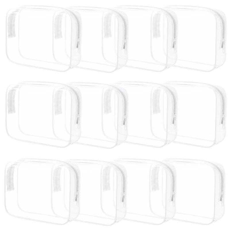 Eilyliafe 12 Pieces Clear Makeup Bags Bulk TSA Approved Toiletry Bag for Travel PVC Waterproof Cosmetic Bag with Zipper Transparent Pouches Organizer Storage for Men and Women White Large - Image 2