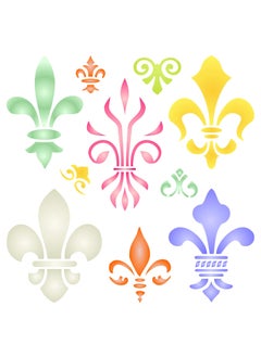 Usnyabni Fleur de Lis Stencil - 6.5 x 6.5 inch (M) - Reusable Classic French Decor Wall Stencils Template - Use on Paper Projects Scrapbook Journal Walls Floors Fabric Furniture Glass Wood etc.  - Image 1