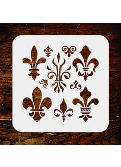 Usnyabni Fleur de Lis Stencil - 6.5 x 6.5 inch (M) - Reusable Classic French Decor Wall Stencils Template - Use on Paper Projects Scrapbook Journal Walls Floors Fabric Furniture Glass Wood etc.  - Image 5