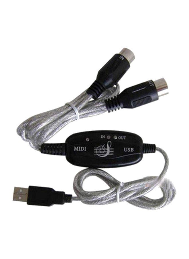 NIBEMINENT USB To MIDI Interface Adapter Cable Black/Silver - Image 1