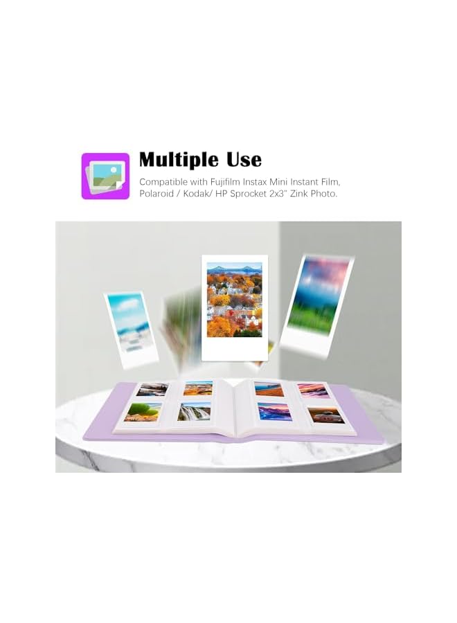 The Bros 256 Pockets Photo Album for Fujifilm Instax Mini 99 12 11 90 70 9 8+ 8 LiPlay Instant Camera, Polaroid Snap SnapTouch PIC-300 Z2300, Kodak Smile Printomatic Instant Print Camera (Purple) - Image 4