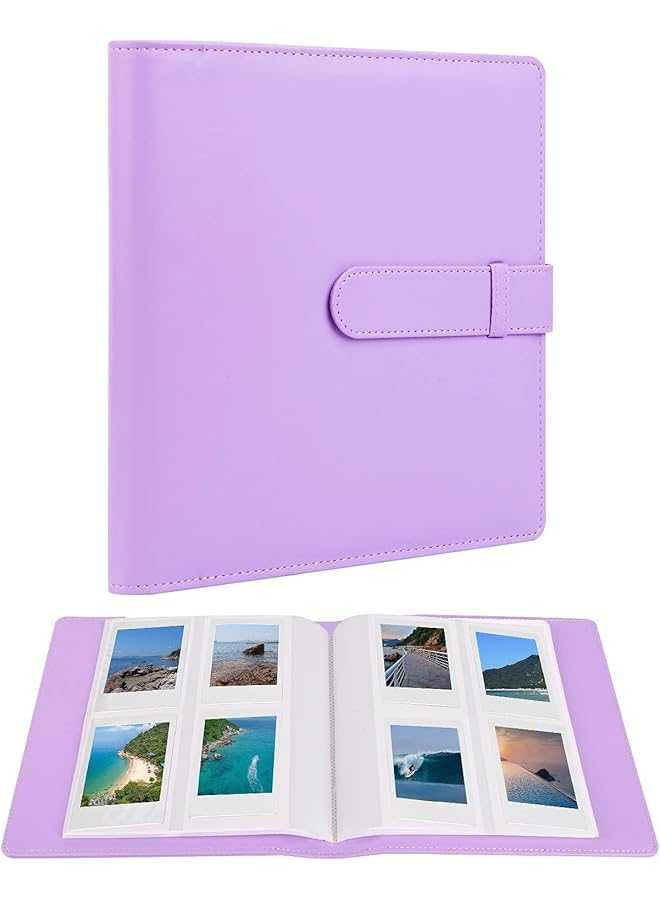 The Bros 256 Pockets Photo Album for Fujifilm Instax Mini 99 12 11 90 70 9 8+ 8 LiPlay Instant Camera, Polaroid Snap SnapTouch PIC-300 Z2300, Kodak Smile Printomatic Instant Print Camera (Purple) - Image 1