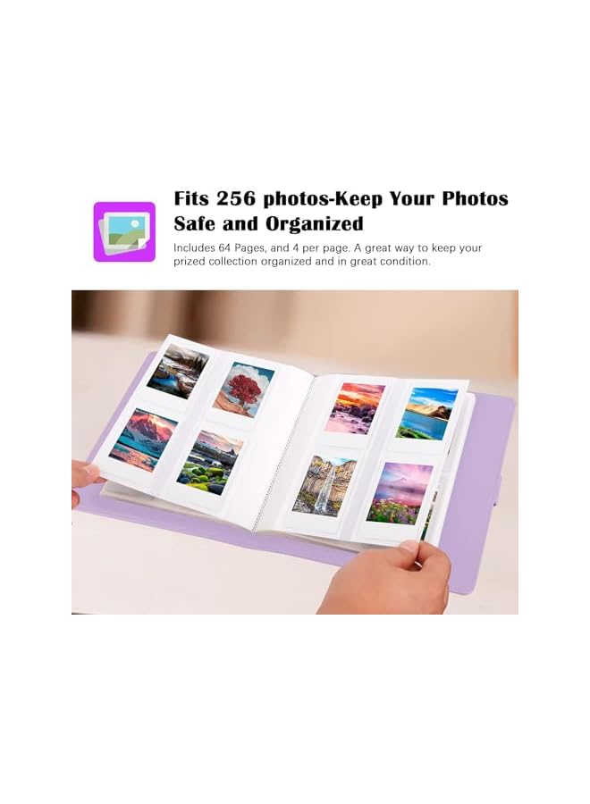 The Bros 256 Pockets Photo Album for Fujifilm Instax Mini 99 12 11 90 70 9 8+ 8 LiPlay Instant Camera, Polaroid Snap SnapTouch PIC-300 Z2300, Kodak Smile Printomatic Instant Print Camera (Purple) - Image 5