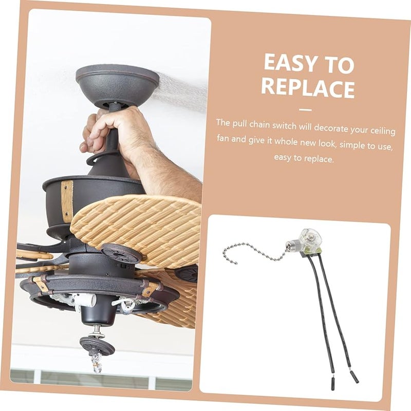 VILLCASE 2 قطعة سلسلة سحب مروحة سقف بديلة مفتاح متين سهل التركيب - Image 4