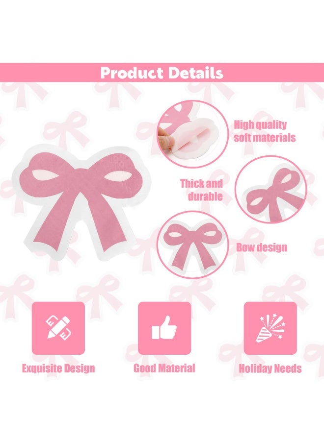 20Pcs Pink Bow Napkins, Bow Themed Party Decorations,Paper Napkins, Disposable Hand Napkins for Baby Bridal Shower Bachelorette Engagement Wedding Tea Birthday Party Supplies - Image 3