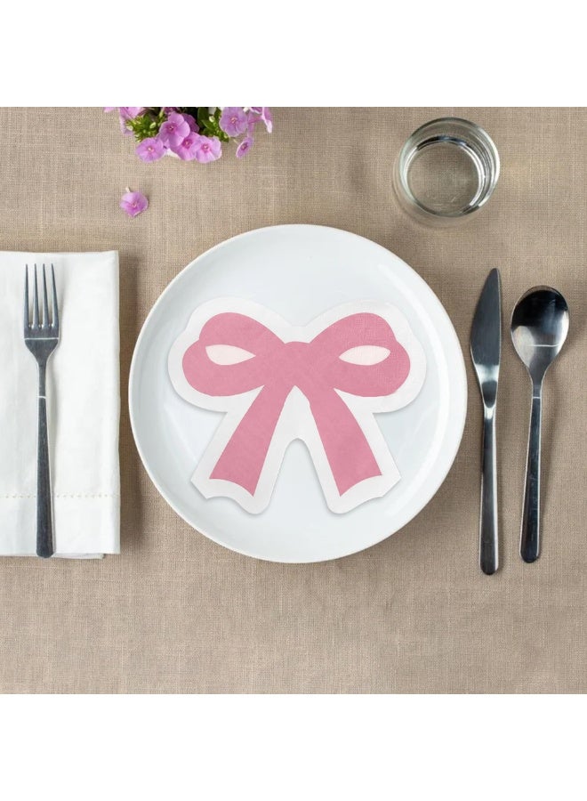 20Pcs Pink Bow Napkins, Bow Themed Party Decorations,Paper Napkins, Disposable Hand Napkins for Baby Bridal Shower Bachelorette Engagement Wedding Tea Birthday Party Supplies - Image 4