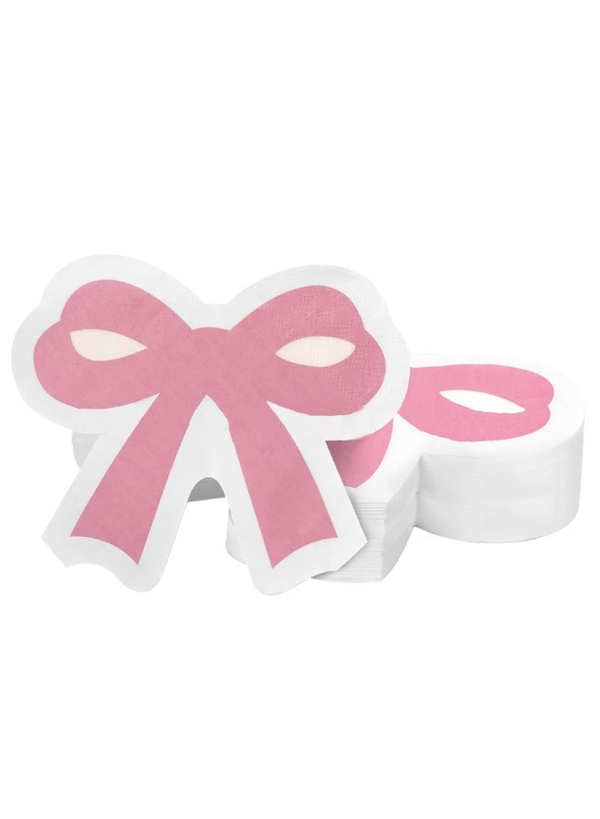 20Pcs Pink Bow Napkins, Bow Themed Party Decorations,Paper Napkins, Disposable Hand Napkins for Baby Bridal Shower Bachelorette Engagement Wedding Tea Birthday Party Supplies - Image 1