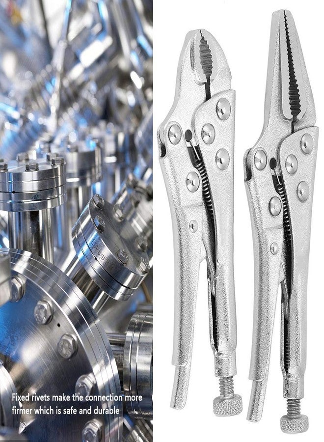 KUIDAMOS 2Pcs RT-R05 Small Pliers Mini vice grip set Ground Mouth Straight Jaw Lock Vise Locking Pliers Set Vice Grip Wrench Set,High Carbon Steel,Curved Jaw Straight Plier Sets - Image 2