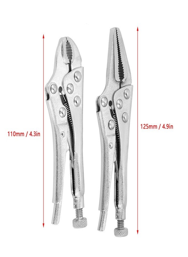 KUIDAMOS 2Pcs RT-R05 Small Pliers Mini vice grip set Ground Mouth Straight Jaw Lock Vise Locking Pliers Set Vice Grip Wrench Set,High Carbon Steel,Curved Jaw Straight Plier Sets - Image 4