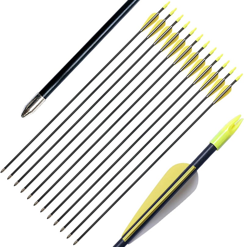 PANDARUS Archery 28" Fiberglass Archery Target Practice Arrows, for Children, Woman or Beginner, for Recuve Bow(Pack of 12) - Image 1