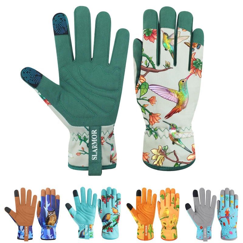 SLARMOR Leather-Gardening-Gloves for Women - Thorn-Proof Work-Gloves with Touch Screen for Weeding, Digging, Planting, Pruning Yard Glovesï¼ŒWell-Designed Gardening Gifts for Women Gardeners-Small - Image 1