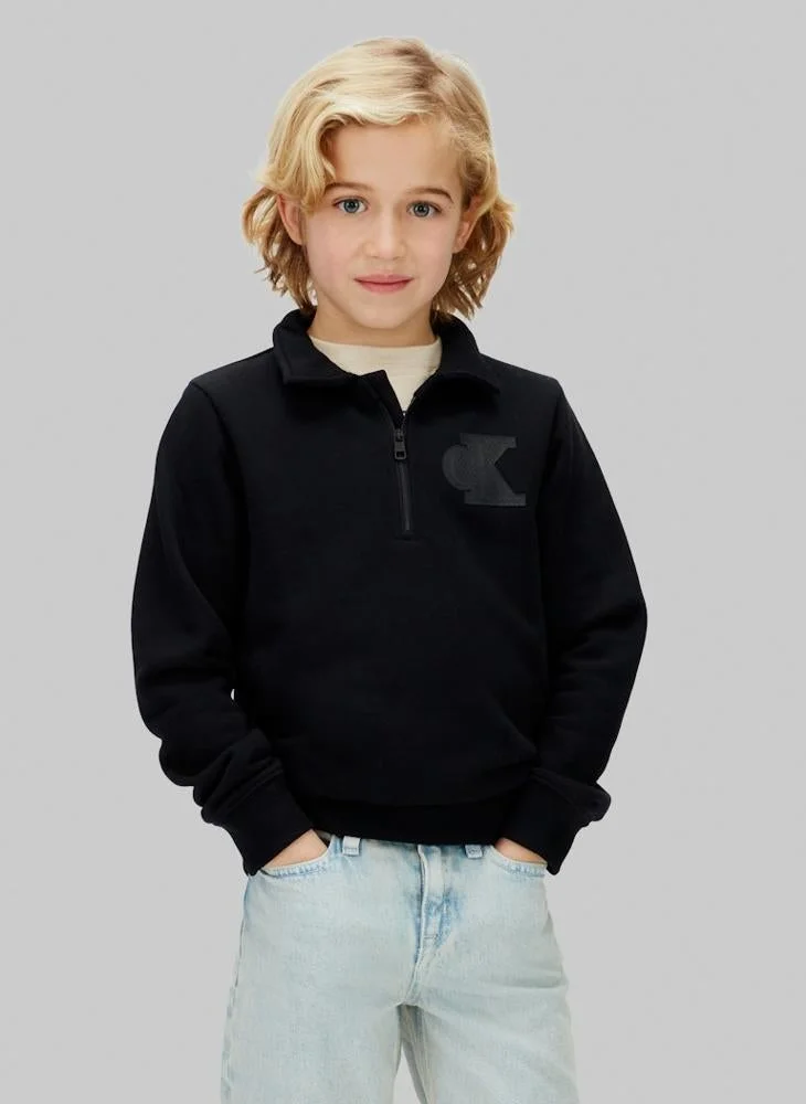 Calvin Klein Jeans Youth Mesh Logo Regular 1/4 Zip Pullover