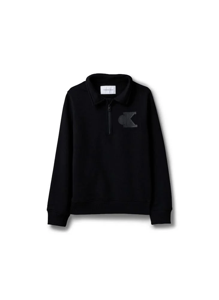 Calvin Klein Jeans BLACK [CSI] 25CW1000175CK Mesh Logo Quarter-Zip Sweatshirt for Men | Best Price UAE
