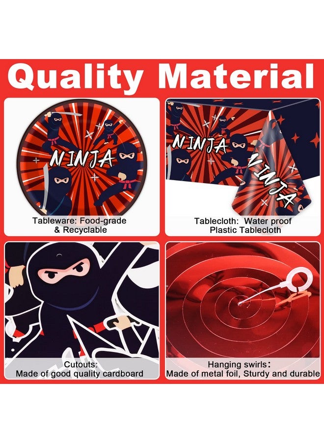 Tevxj مجموعة زينة عيد ميلاد نينجا 162 قطعة - مجموعة مستلزمات حفلة محارب نينجا تشمل أدوات المائدة من نينجا ماستر، مفرش طاولة، لافتات معلقة، دوامات فويل، قصاصات، بالونات لحفلات الكاراتيه للأطفال الأولاد. - Image 4