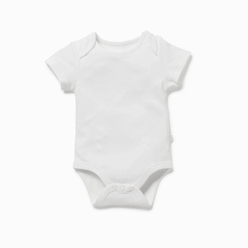 MORI Baby Short Sleeve Bodysuit in White for Boys and Girls - Romper with Envelope Neck and Nickel Free Popper - 0-3 Months - Image 5