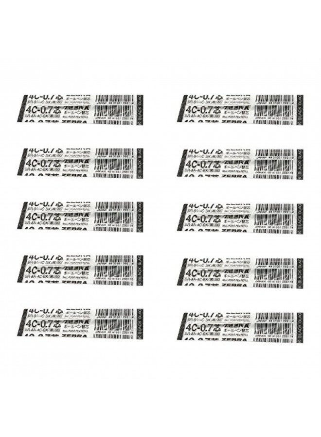 ZEBRA 10pcs Zebra 4C-0.7 0.7mm Refill (Box Set) - Black Ink - Image 1