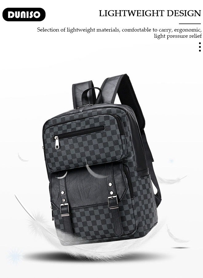 DUNISO Multi-Functional Travel Laptop Backpack, Men's Waterproof Laptop Backpack, Sleek Leather Business Backpack, 15.6 Inch Laptop Backpack for Men and Women, Anti Theft Computer Backpack - Image 5