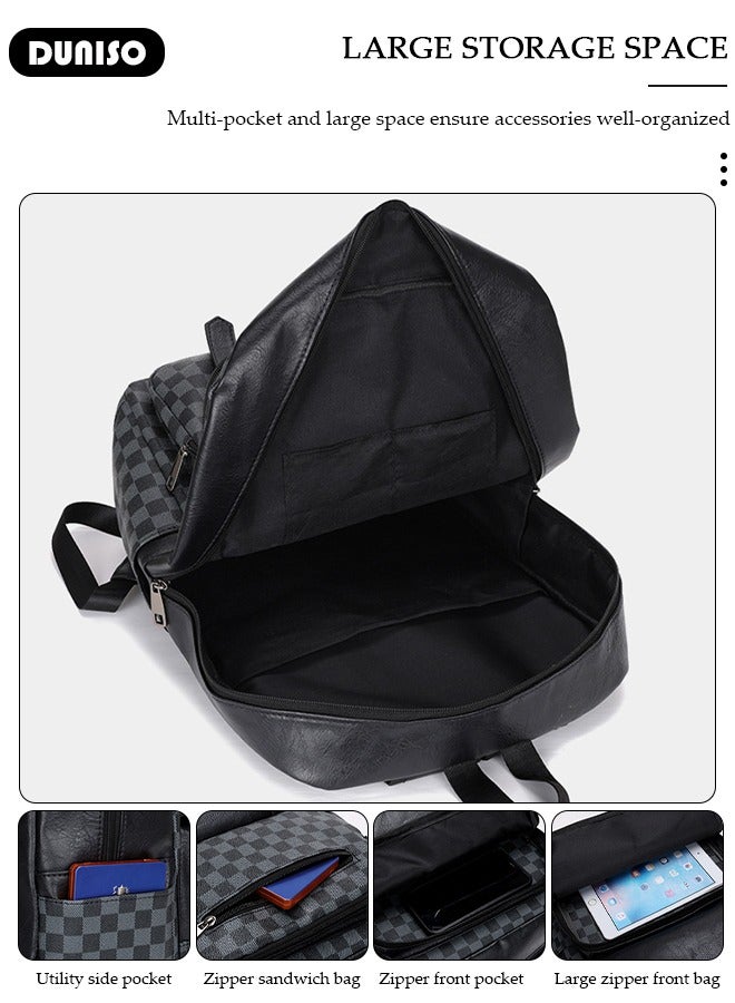 DUNISO Multi-Functional Travel Laptop Backpack, Men's Waterproof Laptop Backpack, Sleek Leather Business Backpack, 15.6 Inch Laptop Backpack for Men and Women, Anti Theft Computer Backpack - Image 3