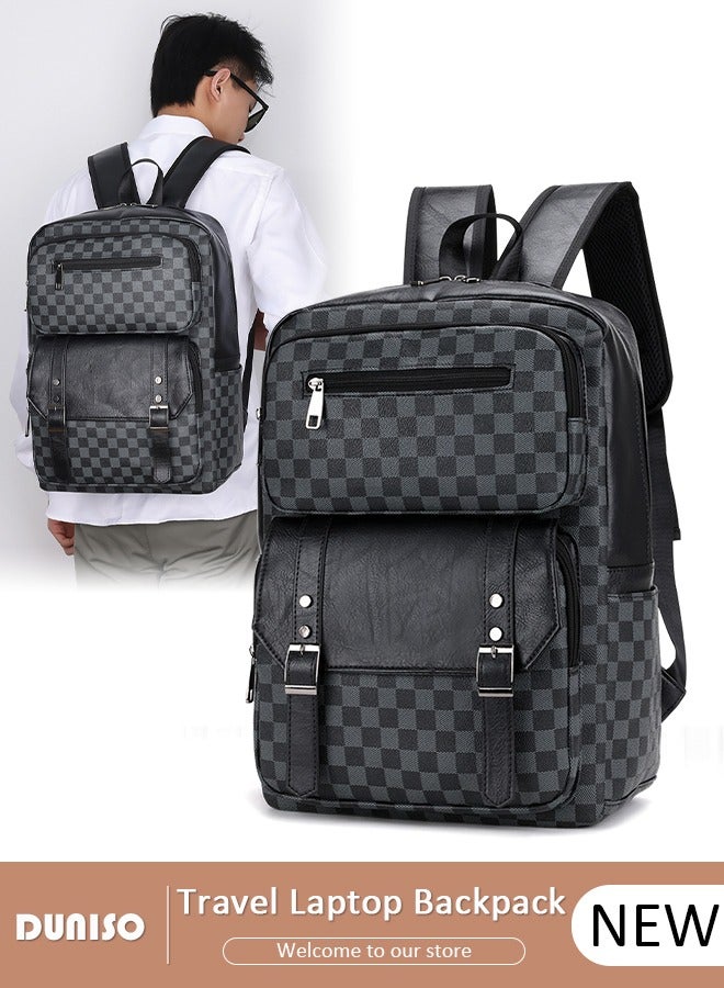 DUNISO Multi-Functional Travel Laptop Backpack, Men's Waterproof Laptop Backpack, Sleek Leather Business Backpack, 15.6 Inch Laptop Backpack for Men and Women, Anti Theft Computer Backpack - Image 1