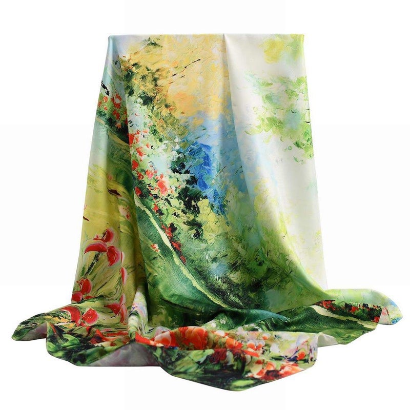 vimate Womens 100% Silk Scarf, vimate 35 x 35 Inch Fashion Silk Head Scarfs For Women Hair Wrapping At Night - Image 1