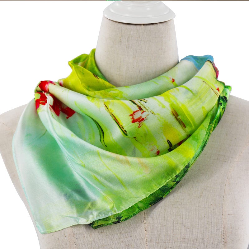 vimate Womens 100% Silk Scarf, vimate 35 x 35 Inch Fashion Silk Head Scarfs For Women Hair Wrapping At Night - Image 5