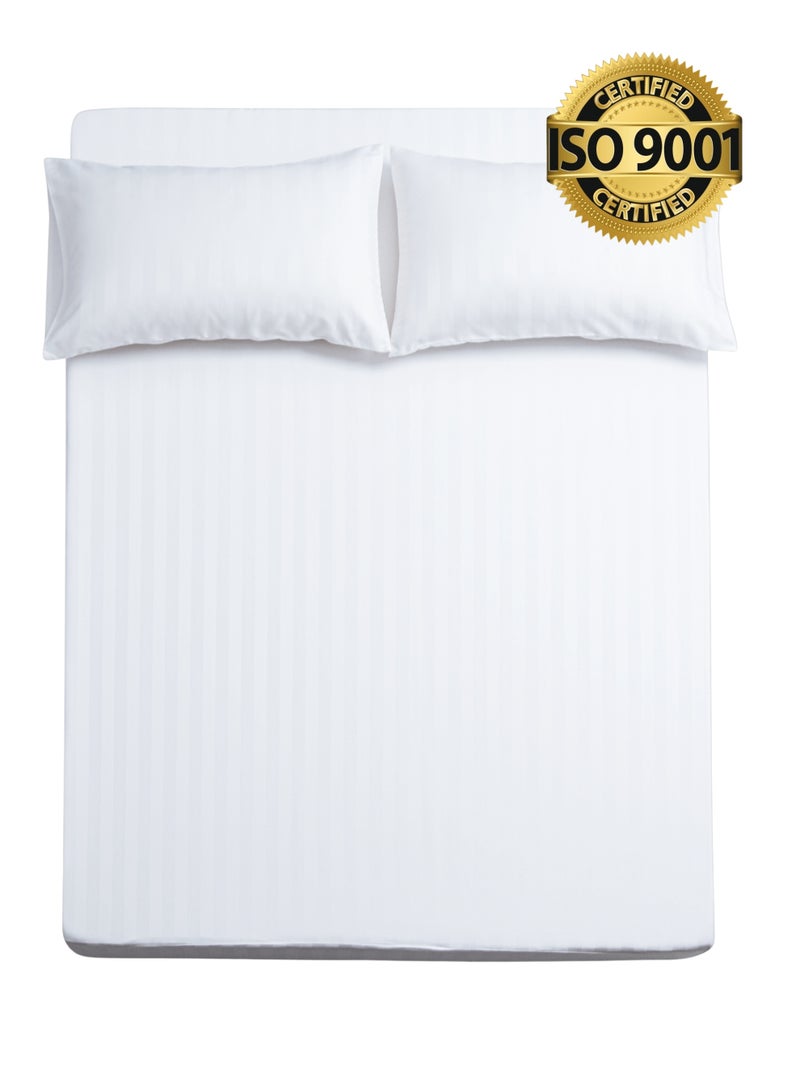 Master Home Textile King Microfiber Sheet Set, King Size 3 Pieces, Hotel Stripes design - Image 1