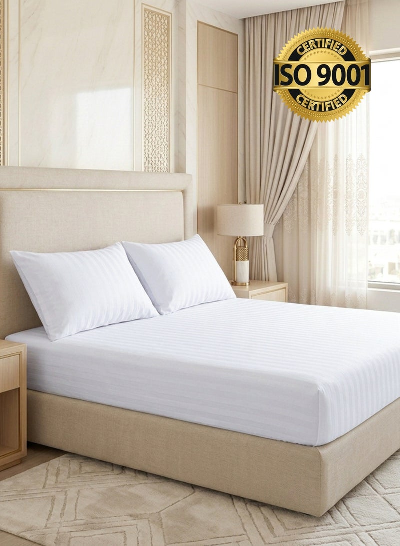 Master Home Textile King Microfiber Sheet Set, King Size 3 Pieces, Hotel Stripes design - Image 1