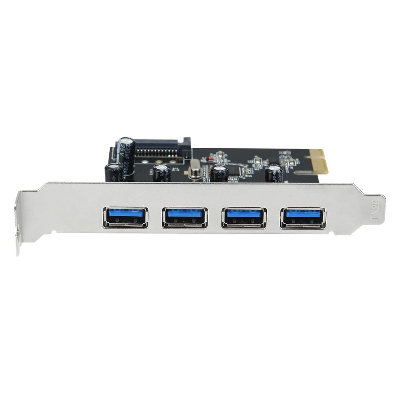 foxaa بطاقة توسيع USB 3.0 بأربعة منافذ PCI Express – تعتمد على شريحة VIA VL805 | محول PCIe مع طاقة SATA لجهاز الكمبيوتر المكتبي | يدعم Windows/Linux - Image 3