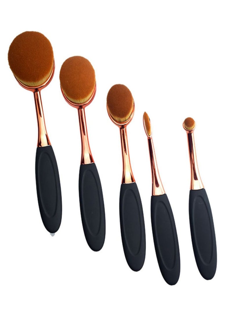 5-Piece Makeup Brush Set With Makeup Sponge And Bag Multicolour - Image 2