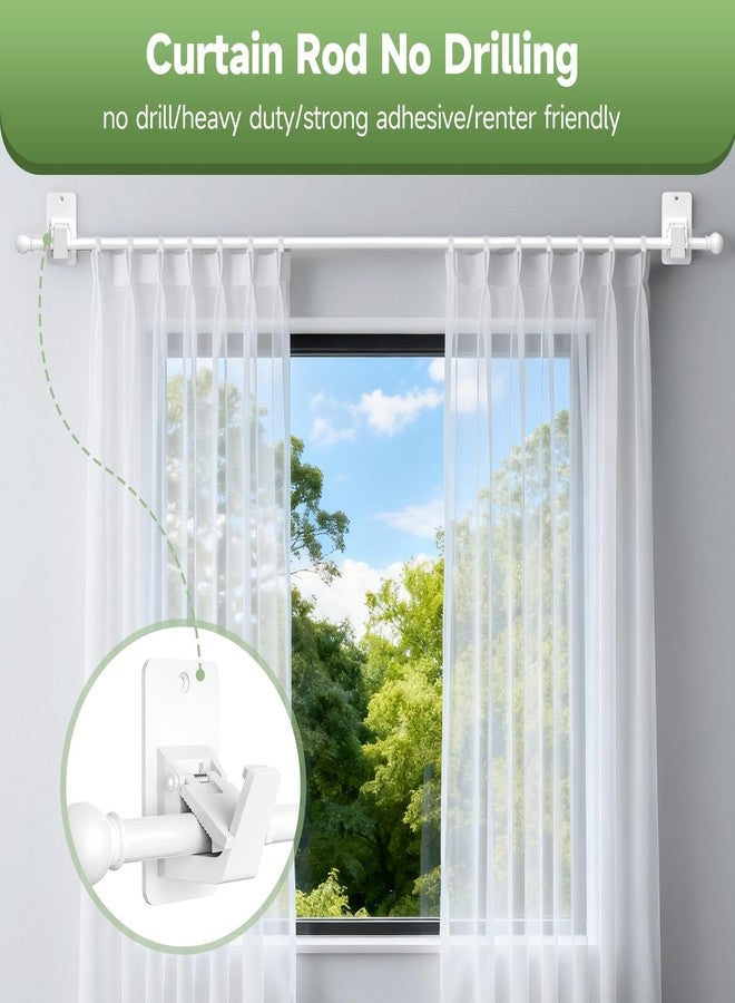 EKOTTOK Heavy Duty Curtain Rods No Drilling for Windows 30 to 45 Inches,5/8 Inch Diameter No Drill Small Curtain Rod Set with Adhesive Brackets, White - Image 3
