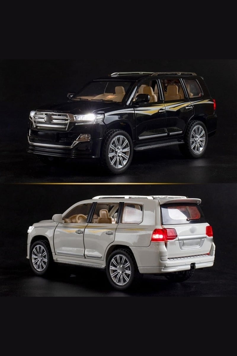 LIMOS Diecast Car 1/32 For Toyota For Land-Cruiser Simulation Die Cast Sound And Light Pull Back Alloy Cars Model Boy Toys Gift (Color : White) - Image 4