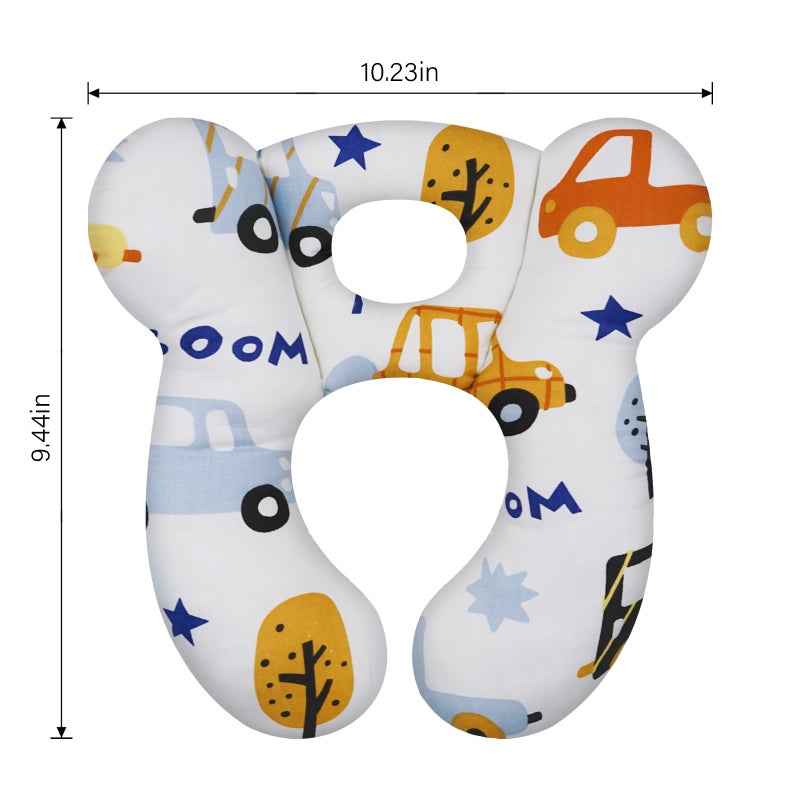 ZHOMA Baby Travel Pillow, Upgrade U-Shape Infant Pillow for Car Seat Pushchair and Stroller, Soft Comfortable Sleep Cushion for Kids Newborn and Toddler -Car White - Image 2
