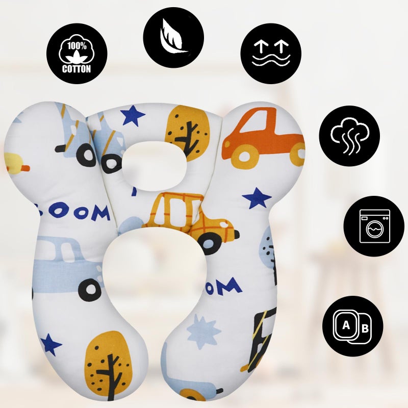 ZHOMA Baby Travel Pillow, Upgrade U-Shape Infant Pillow for Car Seat Pushchair and Stroller, Soft Comfortable Sleep Cushion for Kids Newborn and Toddler -Car White - Image 3