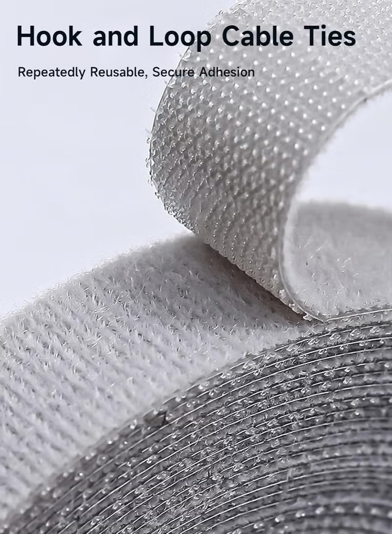 Zesen 2 Roll of 5 Meters, Cable Tie Cable Organizer Reusable Fixed Strap Hand Tear Cable Strap for Organizing Charging Cables, Headset Cables, Computer Cables, Home, Office (Gray) - Image 5