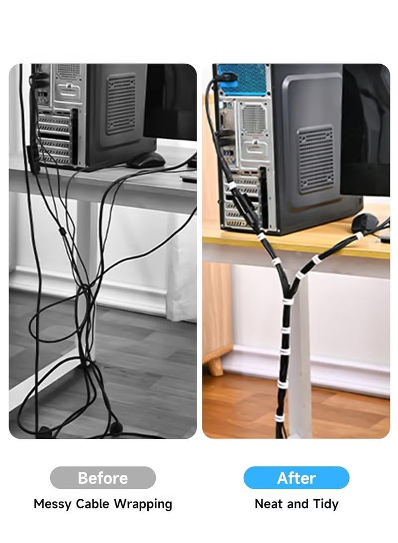 Zesen 2 Roll of 5 Meters, Cable Tie Cable Organizer Reusable Fixed Strap Hand Tear Cable Strap for Organizing Charging Cables, Headset Cables, Computer Cables, Home, Office (Gray) - Image 3