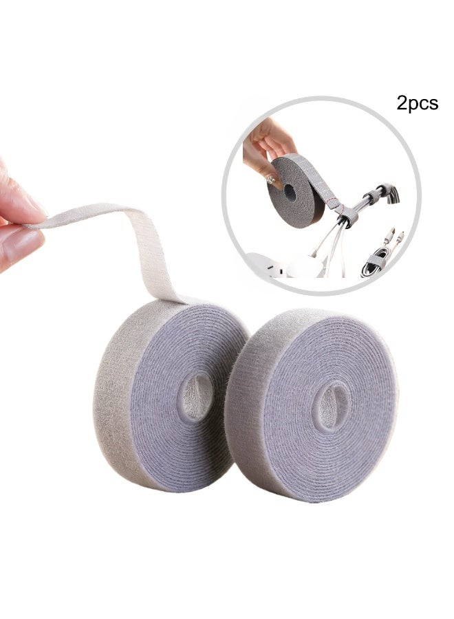 Zesen 2 Roll of 5 Meters, Cable Tie Cable Organizer Reusable Fixed Strap Hand Tear Cable Strap for Organizing Charging Cables, Headset Cables, Computer Cables, Home, Office (Gray) - Image 2