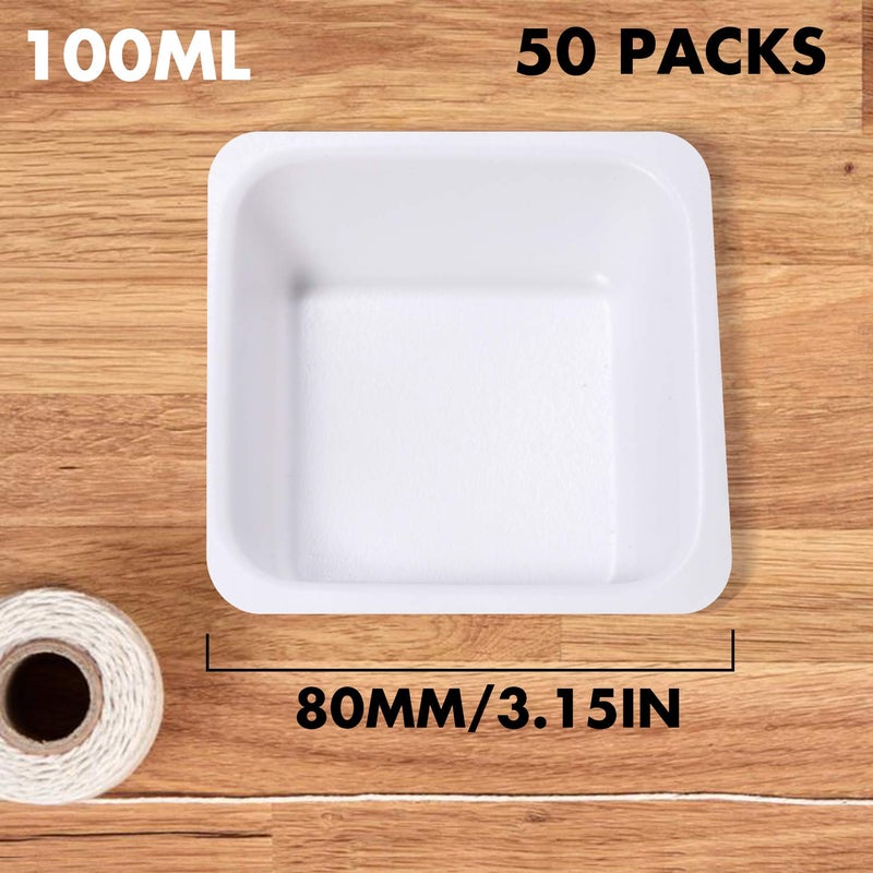 Young4us 7ml 100ml Weigh Boat Set, 100 Pack Small & Large Lab Weighing Dishes for Measuring, Storing, Mixing Powders & Liquids with Easy Pour Design Disposable Mini Plastic Square Dish Scale Tray - Image 2