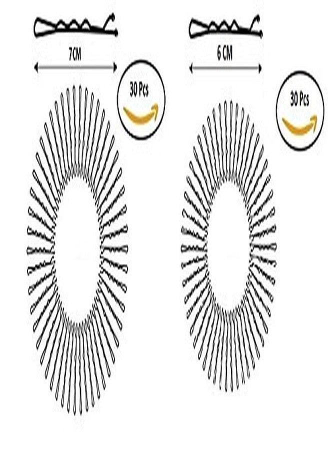 فوكس مجموعة دبابيس شعر FOK مكونة من 60 قطعة، منها 30 دبوس شعر بوب منحني (7 سم)، و30 دبوس شعر بوب منحني (5 سم) للفتيات والسيدات - أسود - Image 1