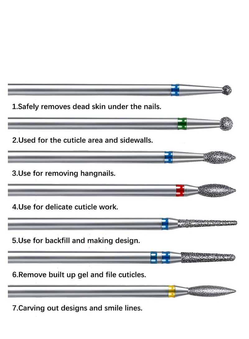 SYOSI Nail Drill Bits Set, 14pcs Professional Rotary Burrs Diamond Cuticle Remover Bits Kit 3/32" Bits Manicure Pedicure Remover Tools for Acrylic Gel Nails Cuticle Manicure  - Image 4