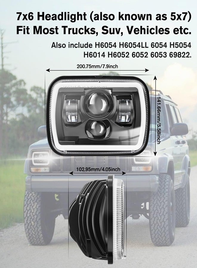 CO LIGHT New Z Beam 5x7 7x6 Inch Led Headlight Rectangle Bright High Low Beam DRL Amber Turn Signal Compatible for H6054 H5054 Chevy Express Van Jeep Cherokee YJ XJ Truck Pickup Van, 2PCS - Image 3