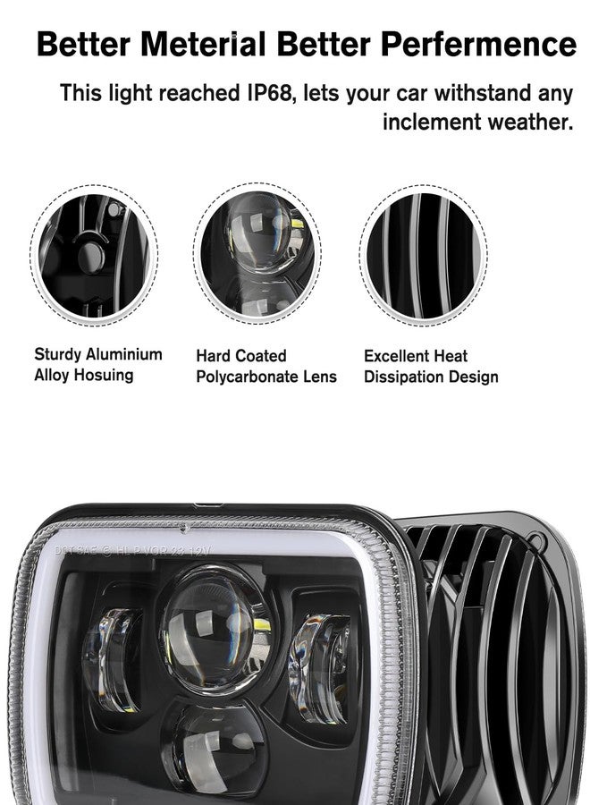 CO LIGHT New Z Beam 5x7 7x6 Inch Led Headlight Rectangle Bright High Low Beam DRL Amber Turn Signal Compatible for H6054 H5054 Chevy Express Van Jeep Cherokee YJ XJ Truck Pickup Van, 2PCS - Image 5
