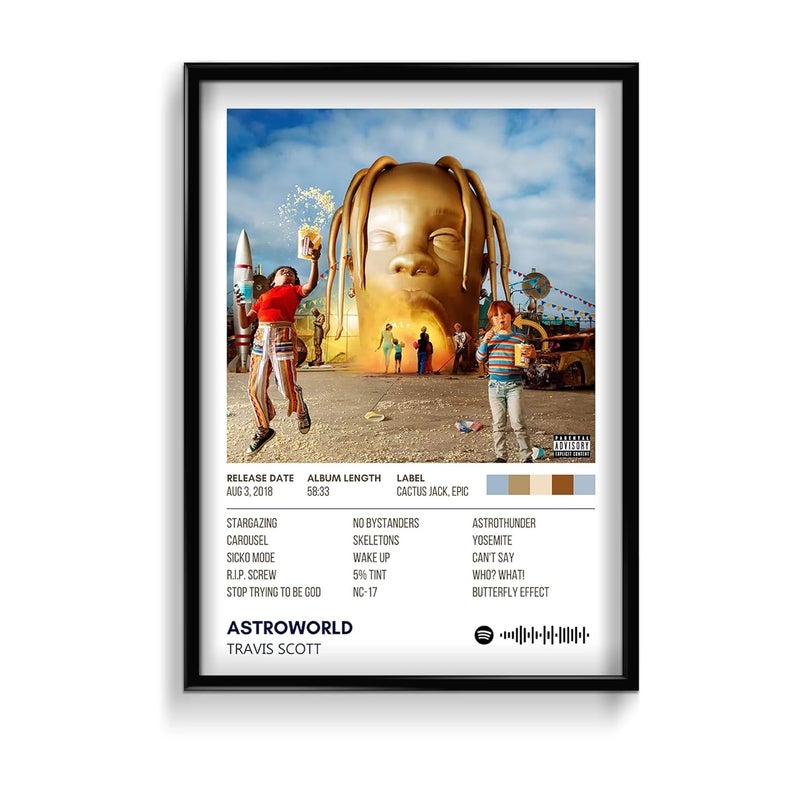 Travis Scott Astroworld UnFramed Poster For Home Aesthetic Wall poster | Travis Scott Singer Wall Poster (13 x 19 Inch Unframed) 300 GSM Board Paper With Peal & Stick Tape.  - Image 1