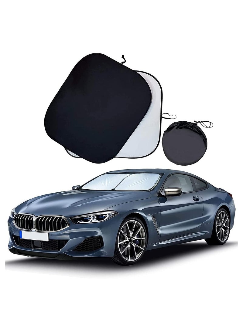 ECVV 2PCS Car Windshield Sun Shade with Storage Pouch Foldable Car Front Window Sunshade Auto Sun Visor Blocks Max UV Rays and Cool Car Interiors (Large(70.5x79cm) - Image 1