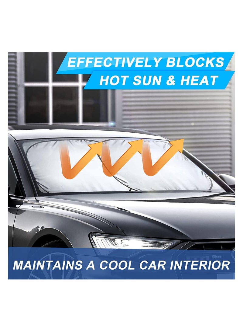 ECVV 2PCS Car Windshield Sun Shade with Storage Pouch Foldable Car Front Window Sunshade Auto Sun Visor Blocks Max UV Rays and Cool Car Interiors (Large(70.5x79cm) - Image 2
